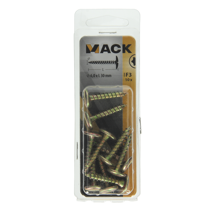Mack 1019970 - vis de trappe jaune galvanisée 6,0 x 30 mm 10 pcs | 5 pièces