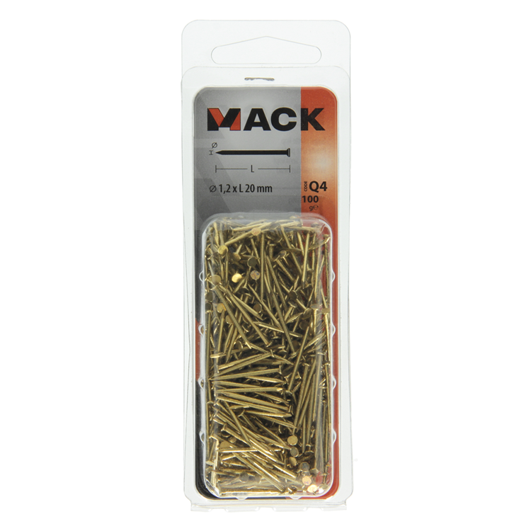 Mack 1017922 - clou tête plate laiton 100gr1,2 x 20 mm | 5 pièces