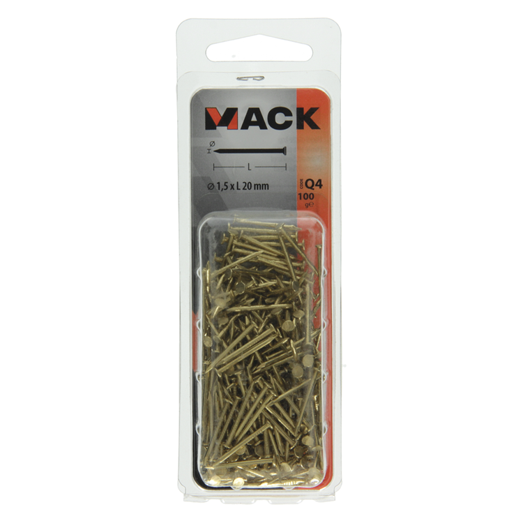 Mack 1017923 - clou tête plate laiton 100gr1,5 x 20 mm | 5 pièces
