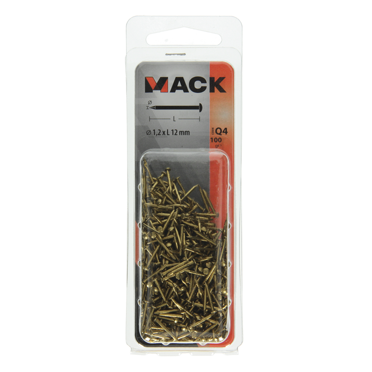 Mack 1017926 - clou tête convexe laiton 100 gr1,2 x 12 mm | 5 pièces