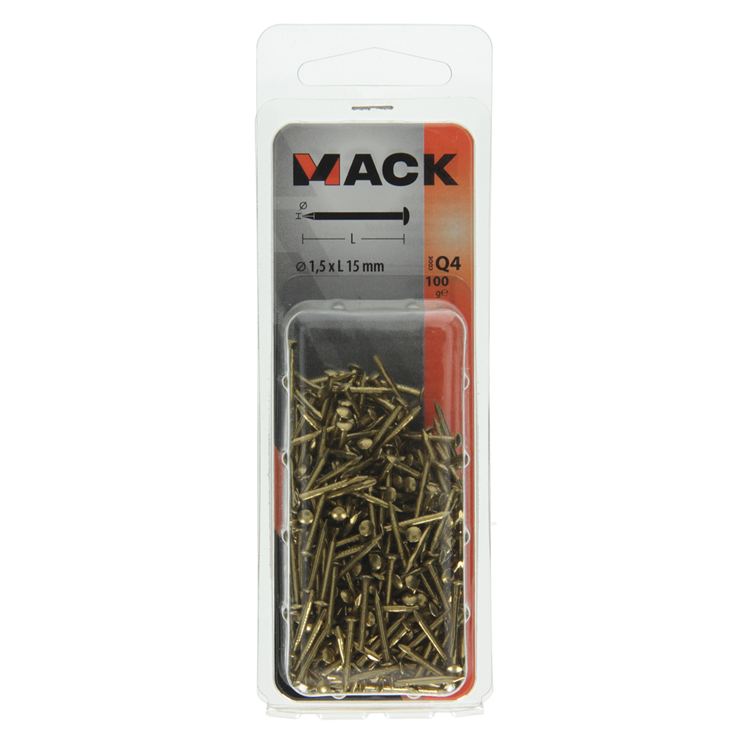 Mack 1017927 - clou tête convexe laiton 100 gr1,5 x 15 mm | 5 pièces