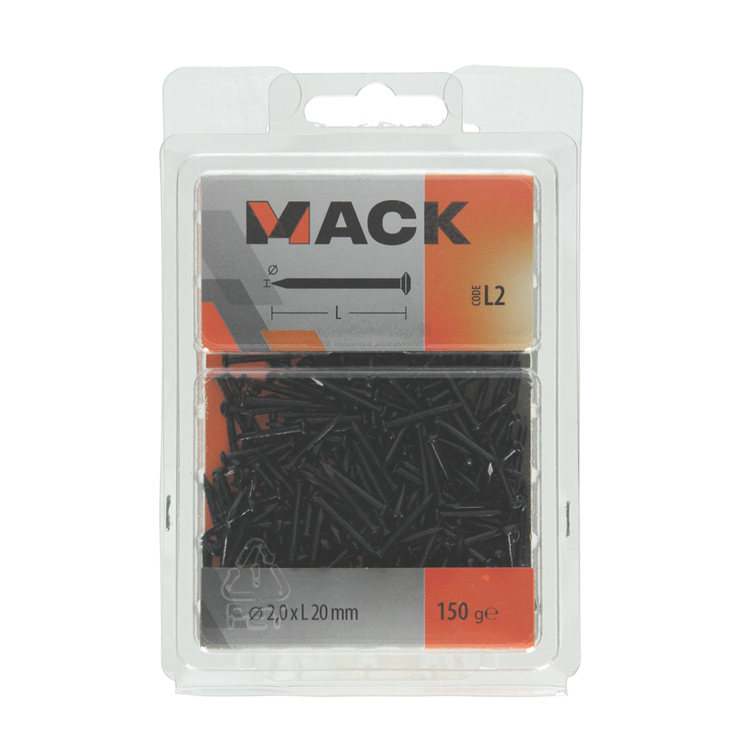 Mack 1017930 - clou en acier bvk acier bleui 150 gr 2,0 x 20 mm | 5 pièces