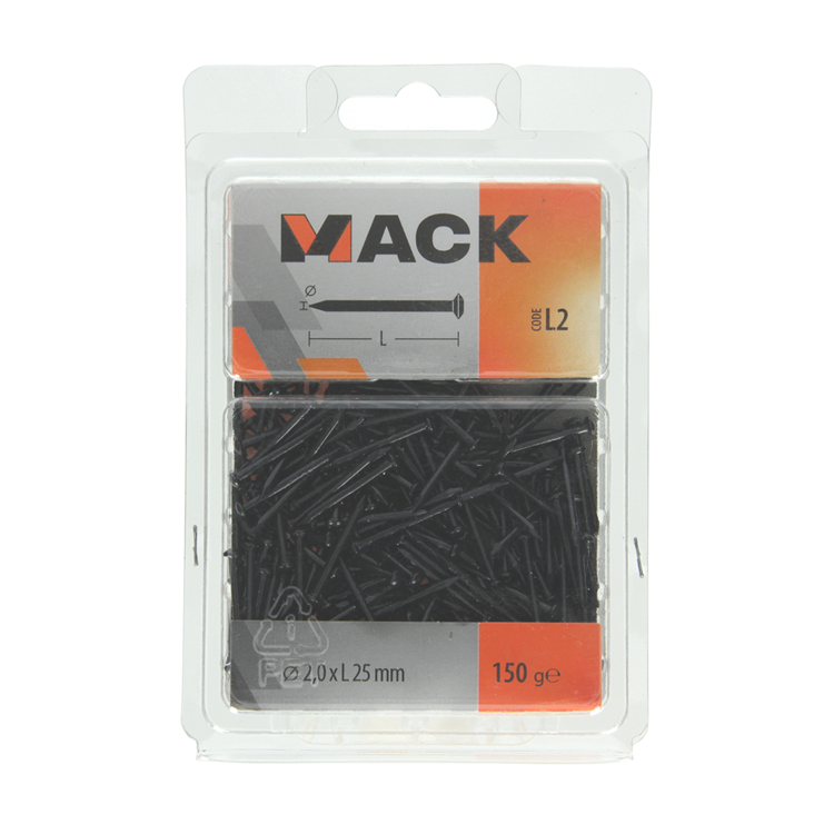 Mack 1017931 - clou en acier bvk acier bleui 150 gr 2,0 x 25 mm | 5 pièces