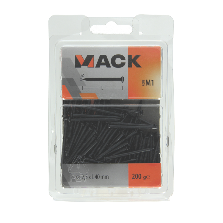 Mack 1017933 - clou en acier bvk acier bleui 200 gr 2,5 x 40 mm | 5 pièces