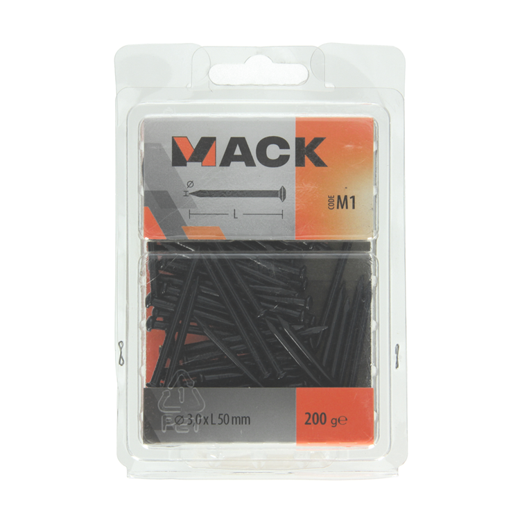 Mack 1017934 - clou en acier bvk acier bleui 200 gr 3,0 x 50 mm | 5 pièces
