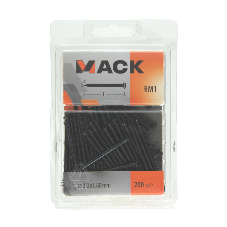 Mack 1017935 - clou en acier bvk acier bleui 200 gr 3,0 x 60 mm | 5 pièces