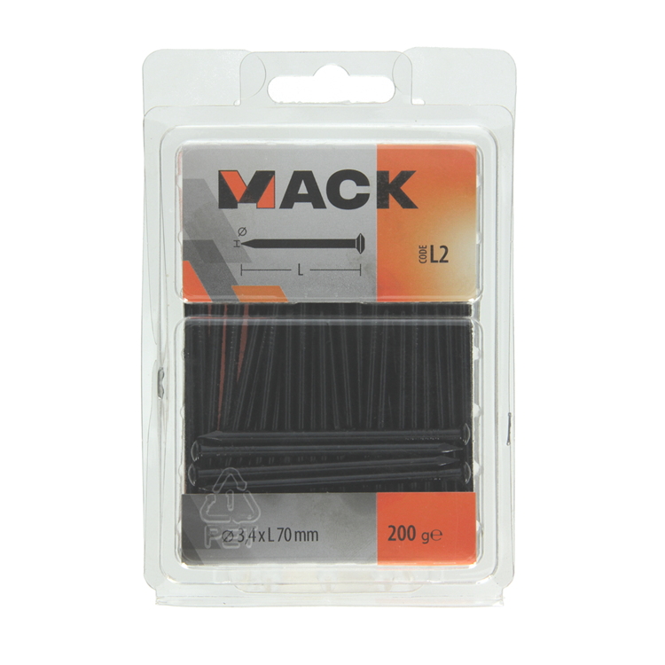 Mack 1017936 - clou en acier bvk acier bleui 200 gr 3,4 x 70 mm | 5 pièces
