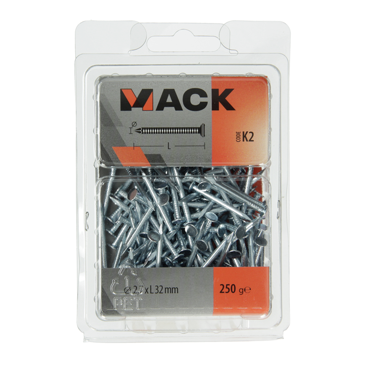 Mack 1017943 - clou pour plaques de plâtre acier galvanisé 250 gr 2,7 x 32 mm | 5 pièces