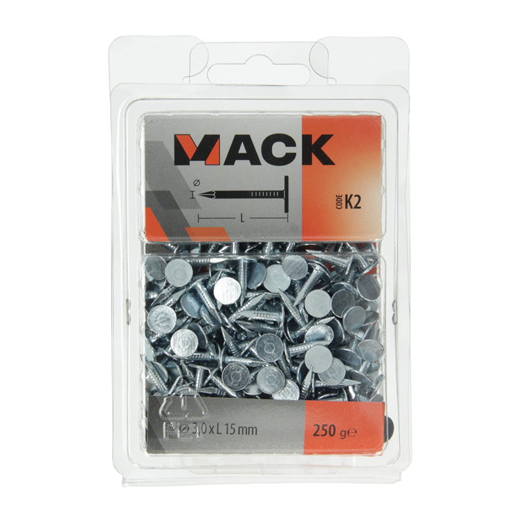 Mack 1017944 - clou de schiste en acier galvanisé 250 gr 3,0 x 15 mm | 5 pièces