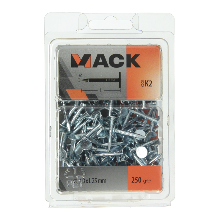 Mack 1017946 - shale nail steel galvanized 250 gr 3.0 x 25 mm | 5 pièces