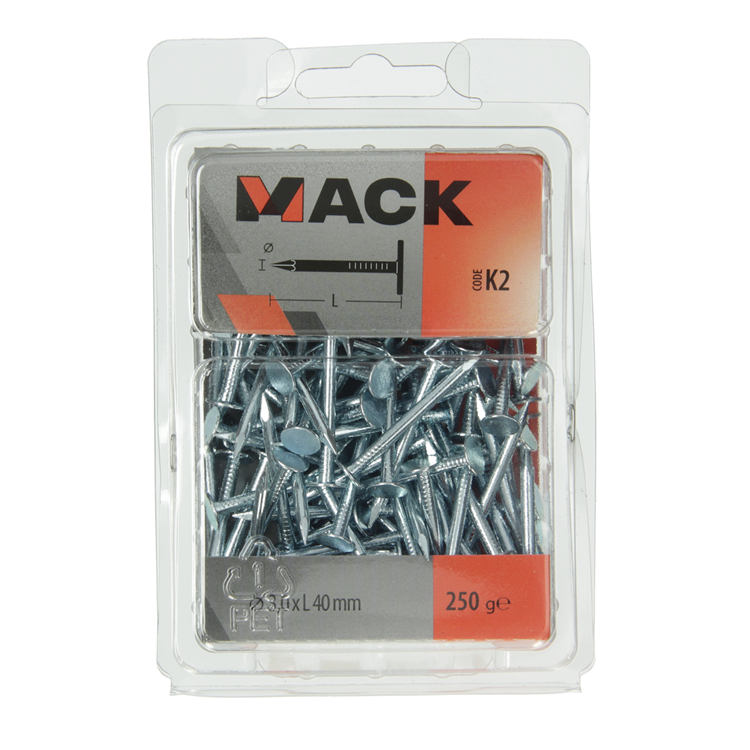 Mack 1017948 - clou de schiste en acier galvanisé 250 gr 3,0 x 40 mm | 5 pièces