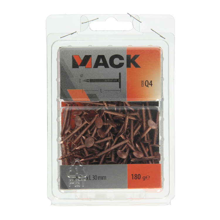 Mack 1019974 - clou de schiste cuivre 180 gr 2,7 x 30mm | 5 pièces