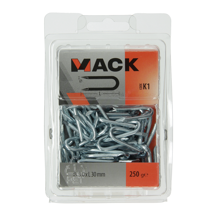 Mack 1017954 - acier de base galvanisé 250 gr 3,0 x 30 mm | 5 pièces