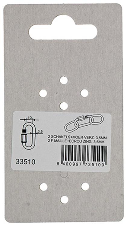 Mack 1008480 - 2 maillons vides + écrou 3,5mm galvanisé | 10 pièces