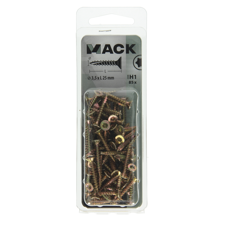 Mack 1018004 - spainplschr.vzkop-auto-assemblage plaqué jaune 85 pièces 3,5 x 25 mm | 5 pièces