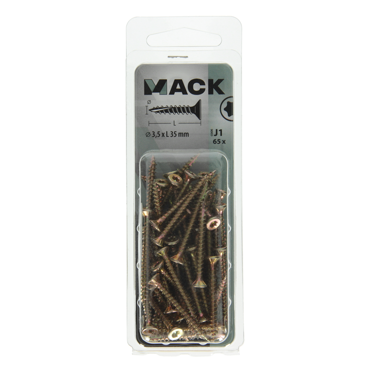 Mack 1018006 - spainplschr.vzkop-auto-assemblage plaqué jaune 65 pièces 3,5 x 35 mm | 5 pièces