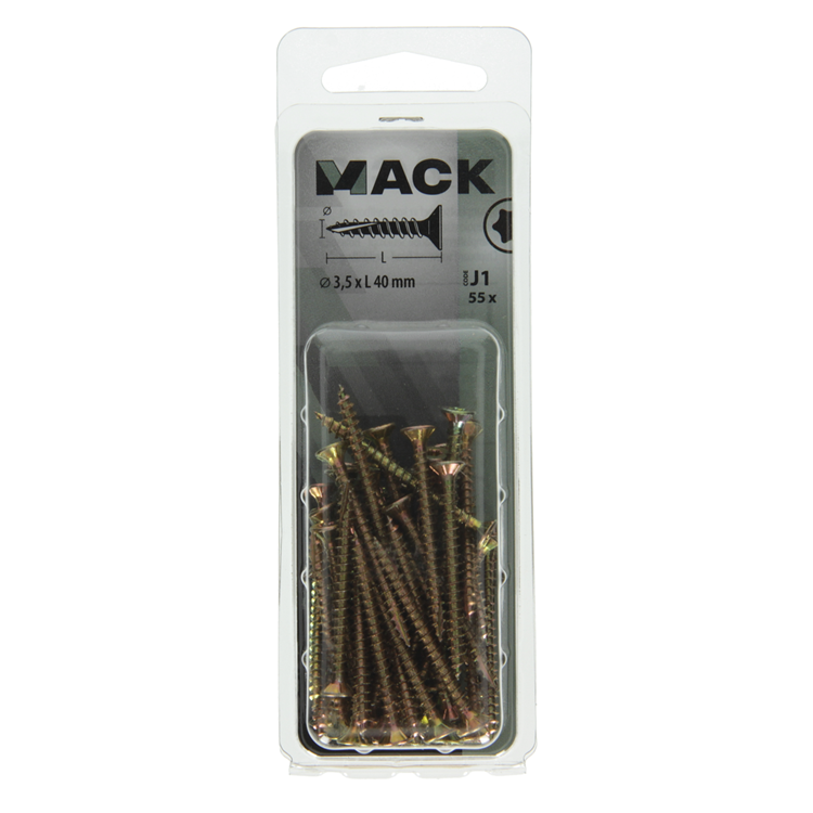 Mack 1018007 - spainplschr.vzkop-auto-assemblage plaqué jaune 55 pièces 3,5 x 40 mm | 5 pièces