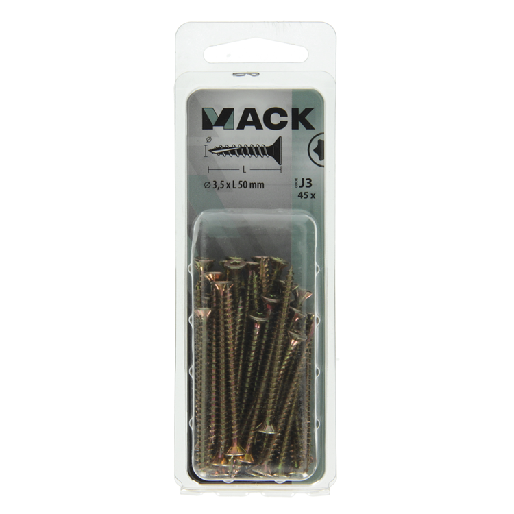 Mack 1018008 - spainplschr.vzkop-auto-assemblage plaqué jaune 45 pièces 3,5 x 50 mm | 5 pièces