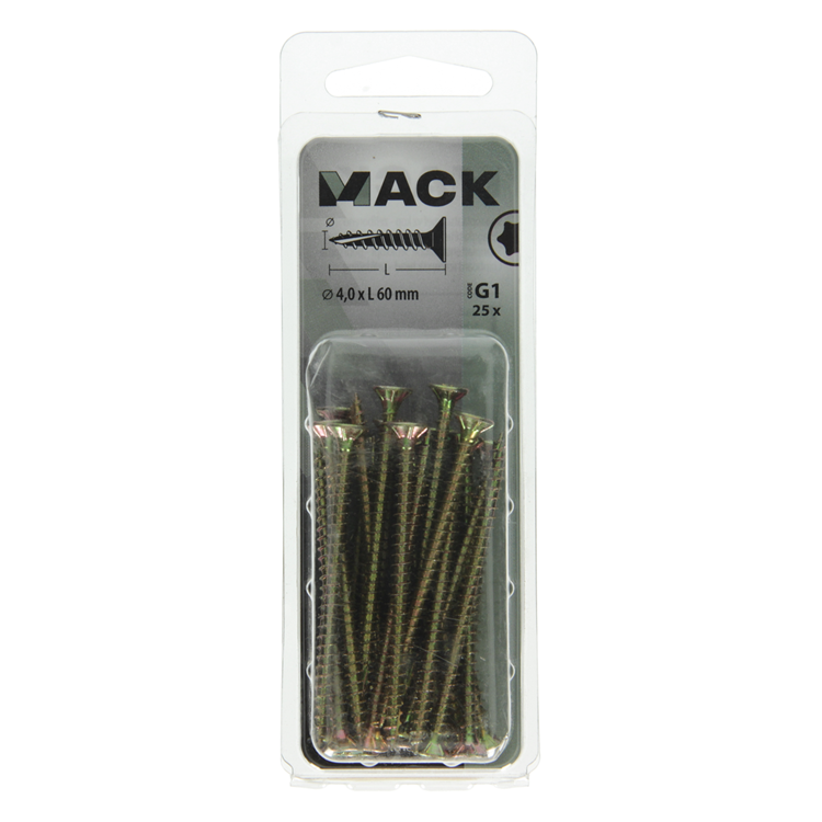 Mack 1018014 - spainplschr.vzkop-auto-assemblage plaqué jaune 25 pièces 4,0 x 60 mm | 5 pièces