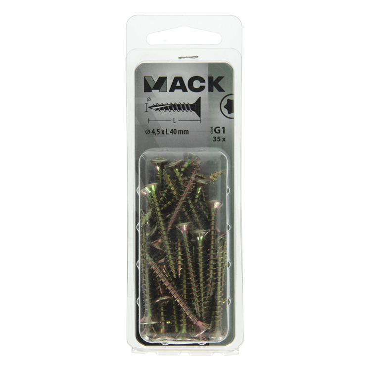 Mack 1018016 - spainplschr.vzkop-auto-assemblage plaqué jaune 35 pièces 4,5 x 40 mm | 5 pièces