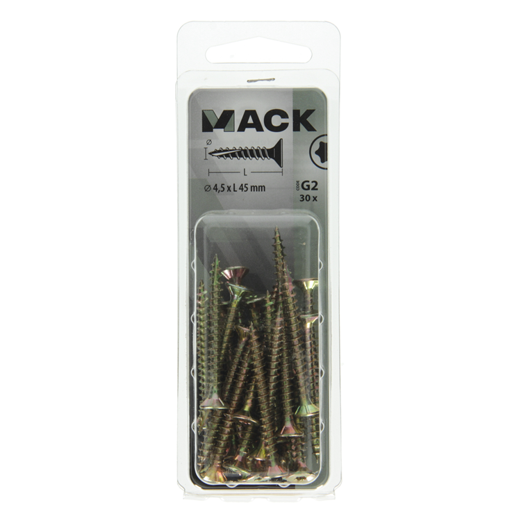 Mack 1018017 - spainplschr.vzkop-auto-assemblage plaqué jaune 30 pièces 4,5 x 45 mm | 5 pièces