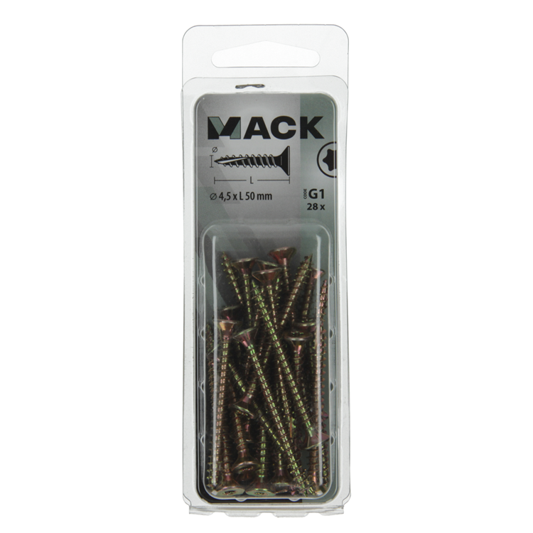 Mack 1018018 - spainplschr.vzkop-auto-assemblage plaqué jaune 28 pièces 4,5 x 50 mm | 5 pièces
