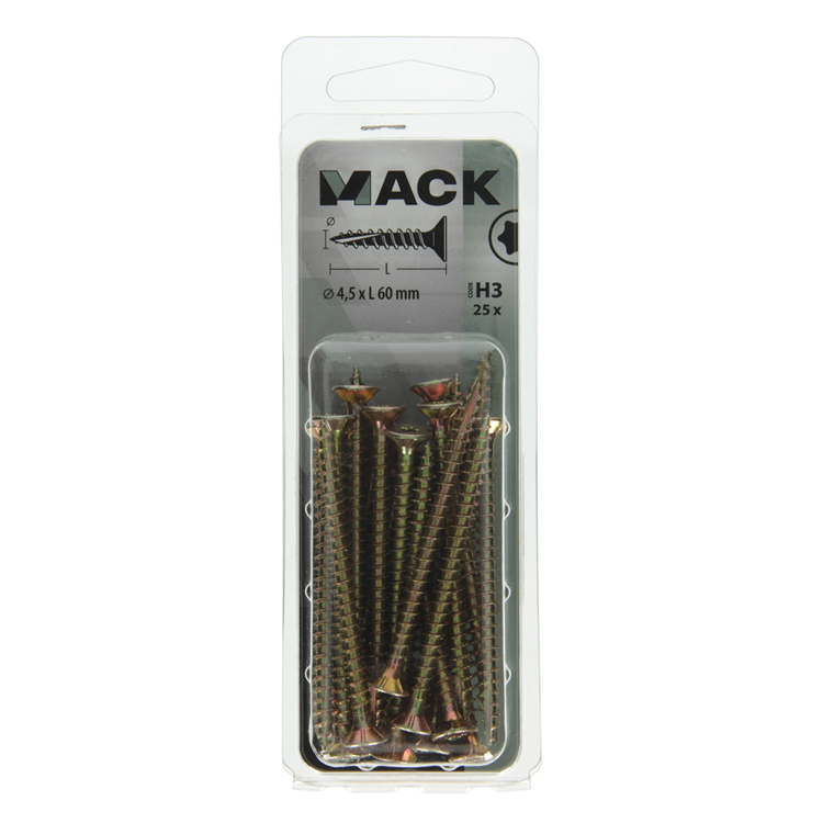 Mack 1018019 - spainplschr.vzkop-auto-assemblage plaqué jaune 25 pièces 4,5 x 60 mm | 5 pièces
