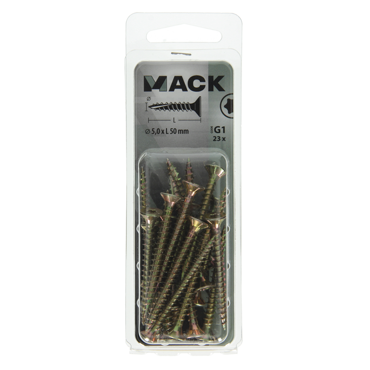 Mack 1018022 - spainplschr.vzkop-auto-assemblage plaqué jaune 23 pièces 5,0 x 50 mm | 5 pièces