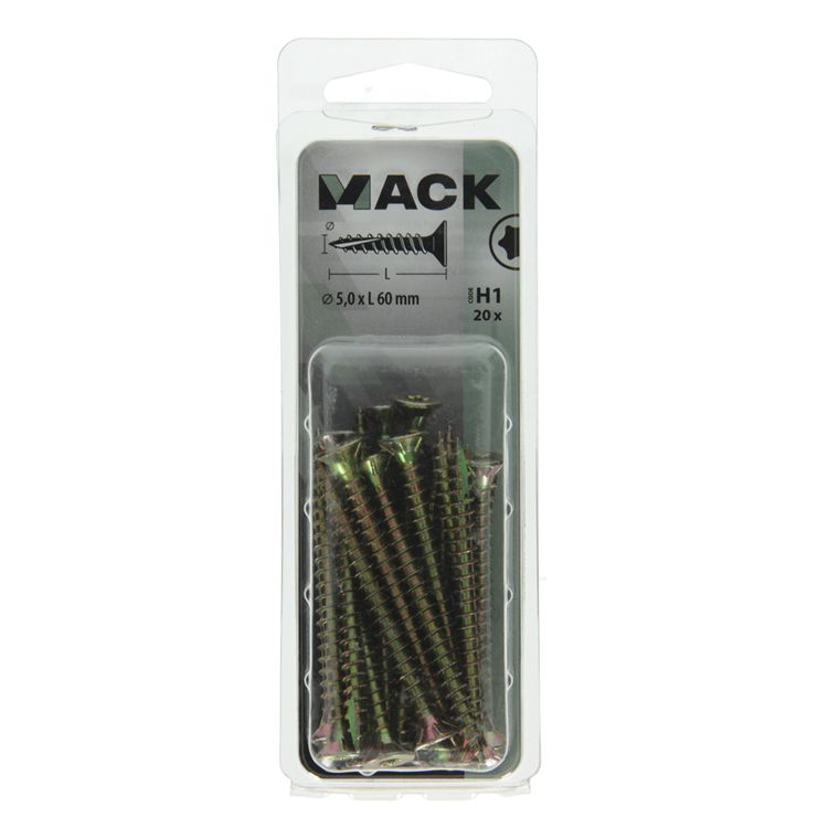 Mack 1018023 - spainplschr.vzkop-auto-assemblage plaqué jaune 20 pièces 5,0 x 60 mm | 5 pièces