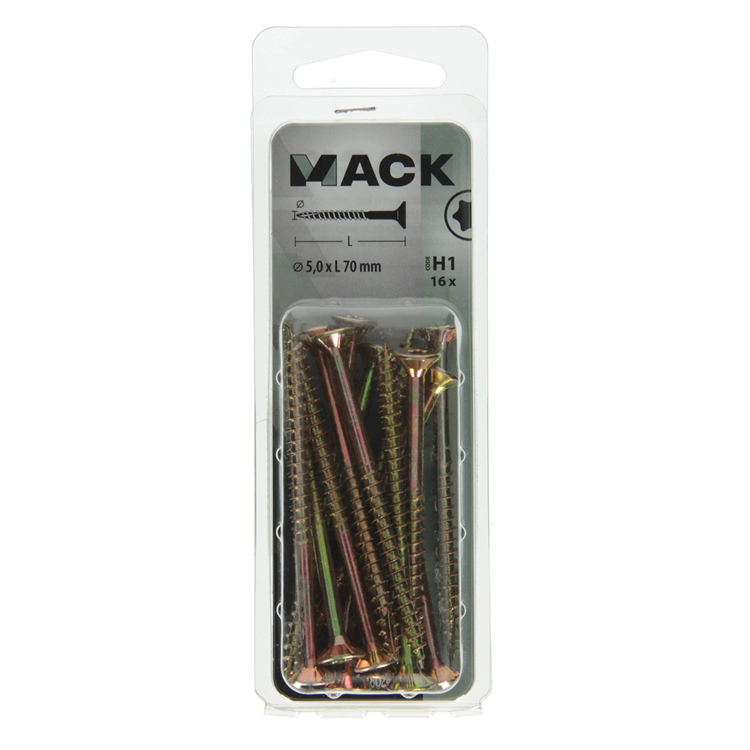 Mack 1018024 - spainplschr.vzkop-auto-assemblage plaqué jaune 16 pièces 5,0 x 70 mm | 5 pièces
