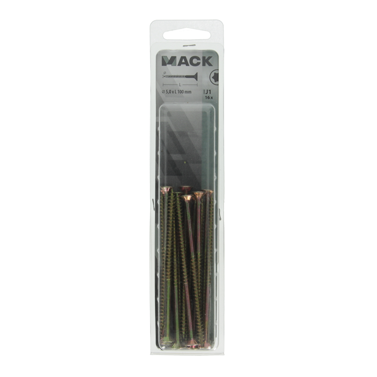 Mack 1018027 - spainplschr.vzkop-auto-assemblage plaqué jaune 16 pièces 5,0 x 100 mm | 5 pièces