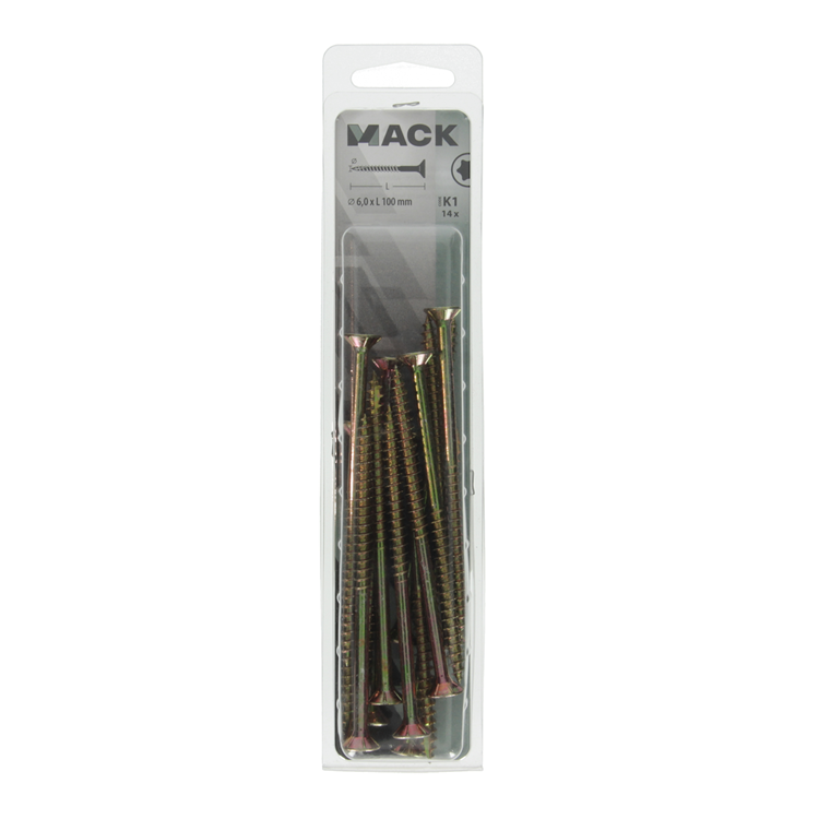 Mack 1018029 - spainplschr.vzkop-auto-assemblage plaqué jaune 14 pièces 6,0 x 100 mm | 5 pièces