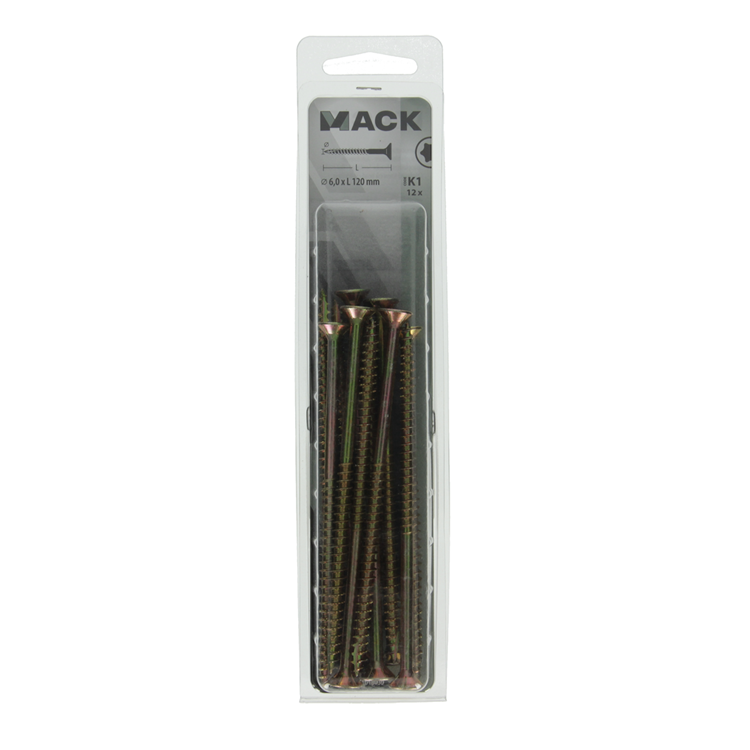 Mack 1018030 - Espagne plschr.vzkop-auto-assemblage plaqué jaune 12 pièces 6,0 x 120 mm | 5 pièces