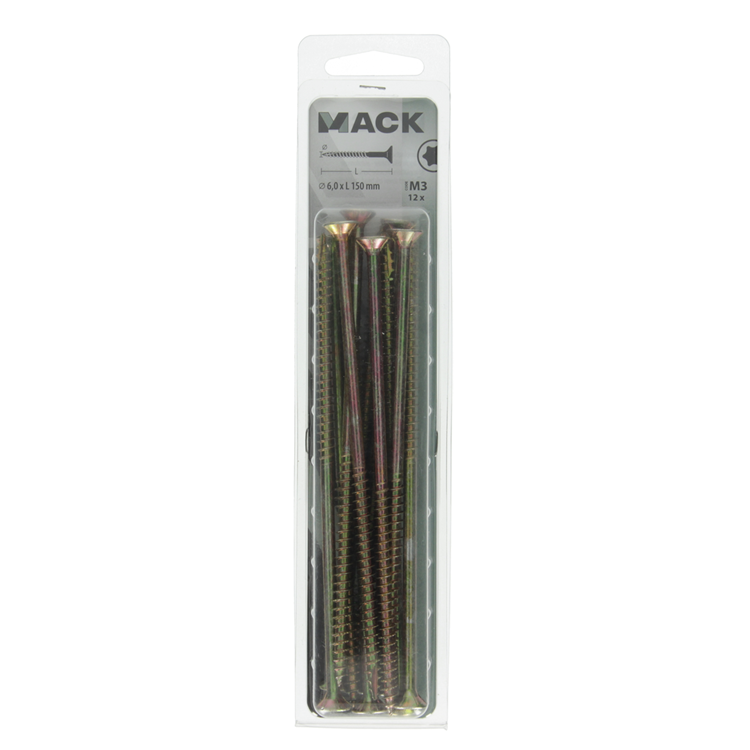 Mack 1018031 - spainplschr.vzkop-auto-assemblage plaqué jaune 12 pièces 6,0 x 150 mm | 5 pièces