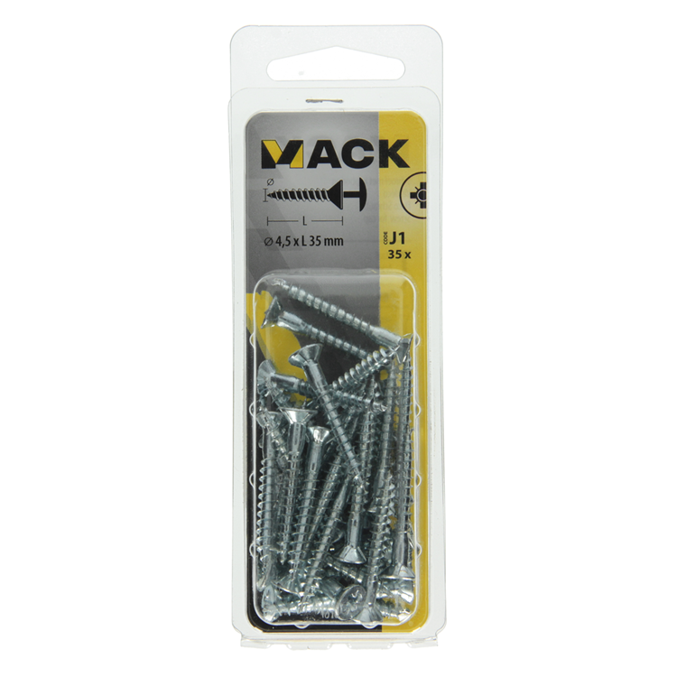 Mack 1018033 - vis avec alésage à tête, acier galvanisé. 35 pièces 4,5 x 35 mm | 5 pièces