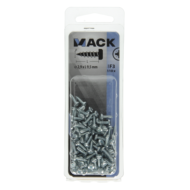 Mack 1018054 - vis autotaraudeuse culasse plaquée 110 pcs 2,9 x 9,5 mm | 10 pièces
