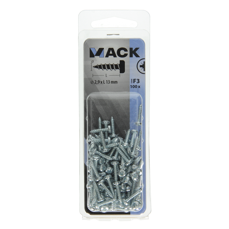 Mack 1018055 - vis autotaraudeuse culasse plaquée 100 pcs 2,9 x 13 mm | 10 pièces