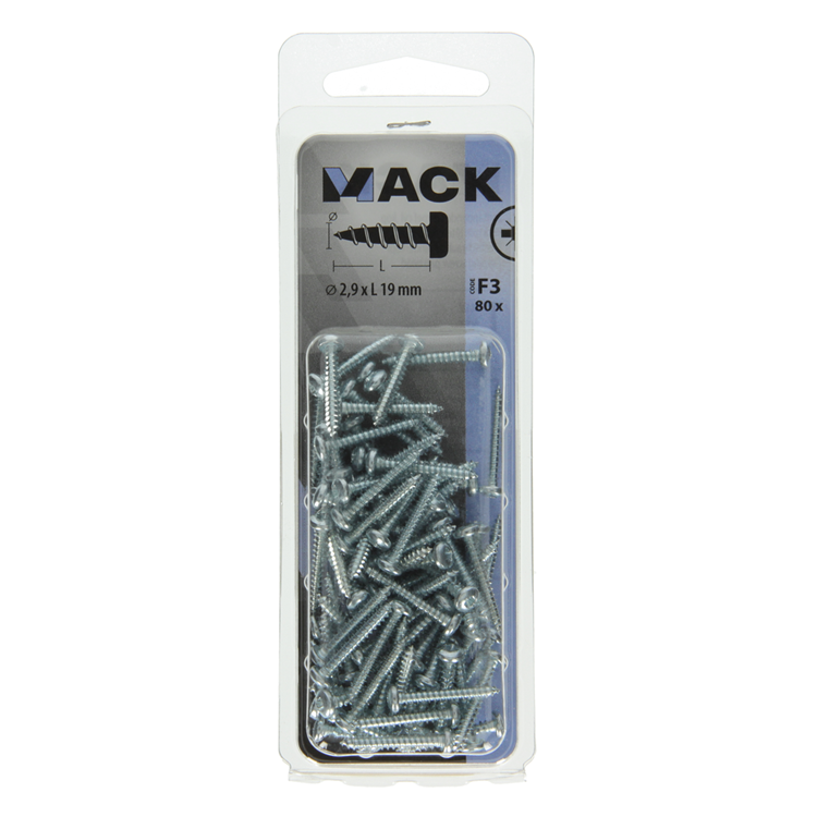 Mack 1018056 - culasse à vis autotaraudeuse galv. 80 pièces 2,9 x 19 mm | 10 pièces