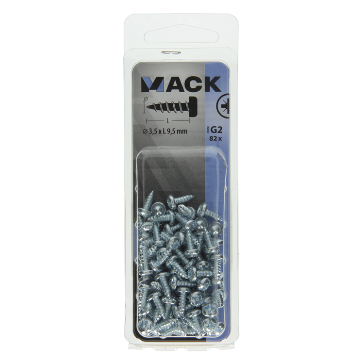 Mack 1018057 - vis autotaraudeuse à tête cylindrique galvanisée. 82 pièces 3,5 x 9,5 mm | 10 pièces