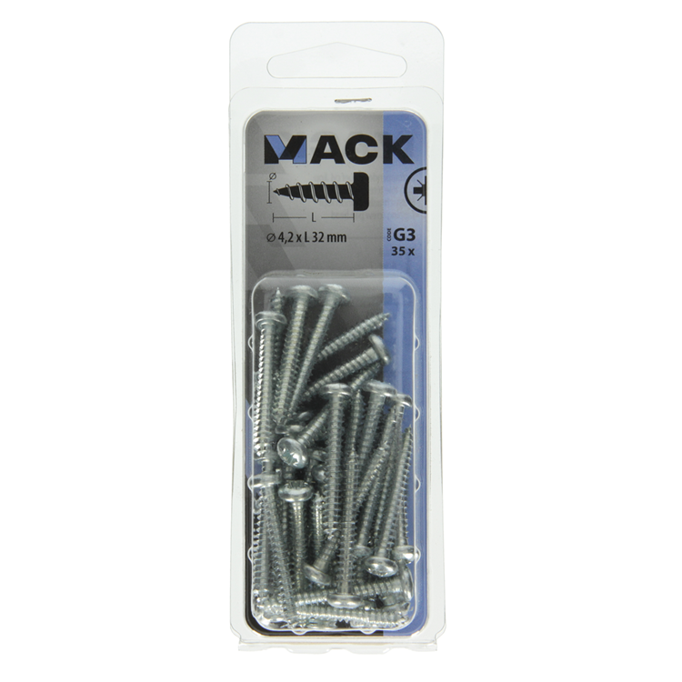 Mack 1018070 - culasse à vis autotaraudeuse galv. 35 pièces 4,2 x 32 mm | 5 pièces