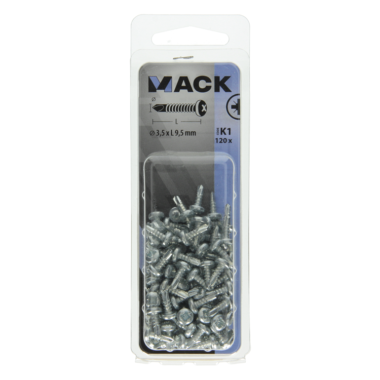 Mack 1018081 - vis autoperceuse culasse plaquée 120pcs 3,5 x 9,5 mm | 5 pièces