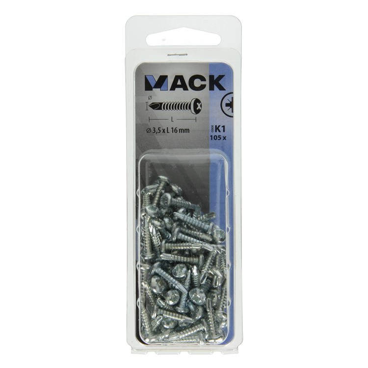 Mack 1018082 - vis autoperceuse culasse plaquée 105 pcs 3,5 x 16 mm | 5 pièces