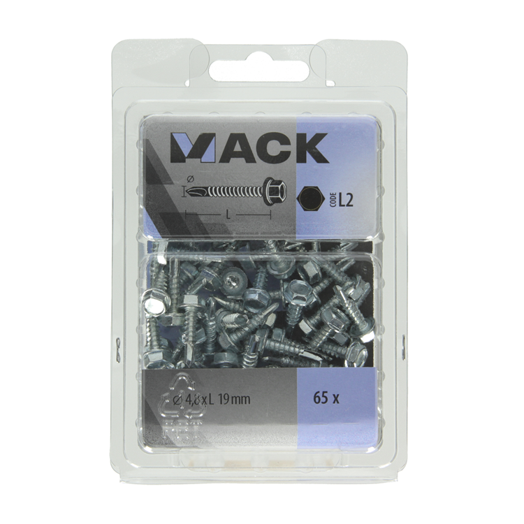 Mack 1018087 - vis autoperceuse hexagonale. cond. 65 pièces 4,8 x 19 mm | 5 pièces