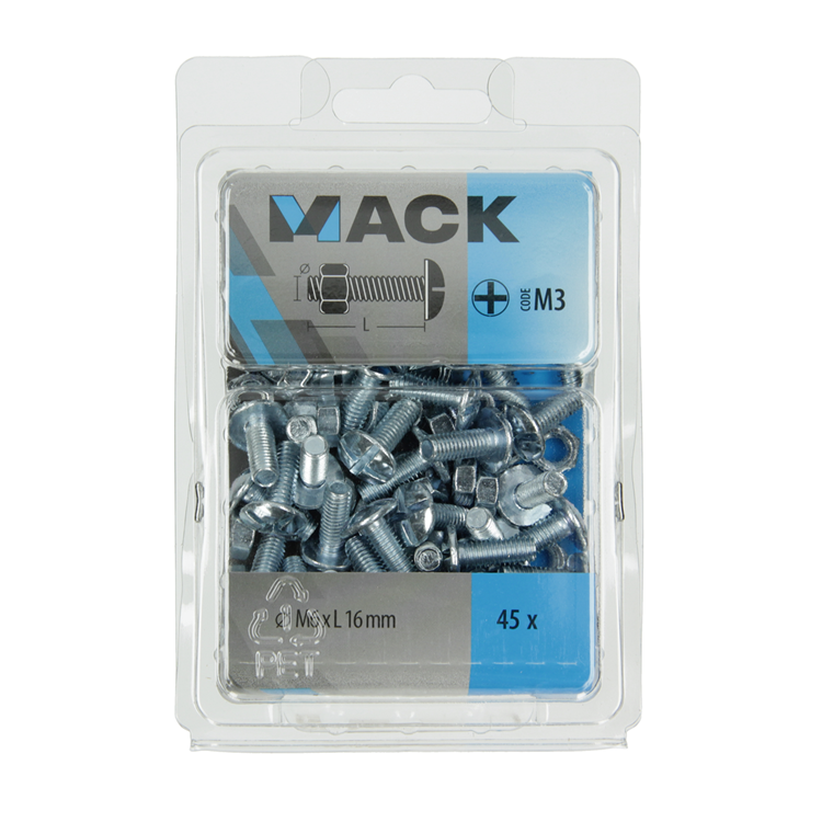 Mack 1018099 - boulon de chauffage + écrou acier galvanisé 45 pcs m6 x 16 mm | 5 pièces