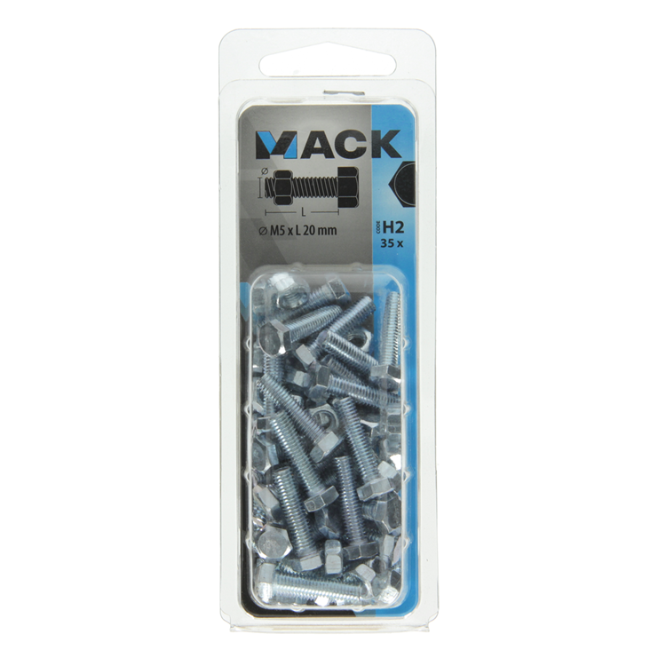 Mack 1018107 - boulon de robinet + écrou en acier galvanisé 35 pcs m5 x 20 mm | 5 pièces