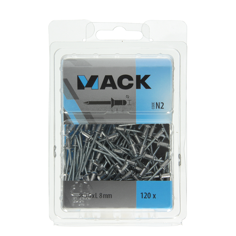 Mack 1020312 - 120 agrafes aveugles aluminium 3,2x8mm | 5 pièces