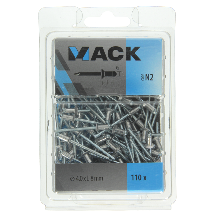 Mack 1020313 - 110 agrafes aveugles aluminium 4,0x8mm | 5 pièces