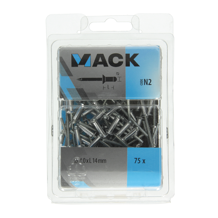 Mack 1020316 - 75 agrafes aveugles aluminium 4.0x14mm | 5 pièces