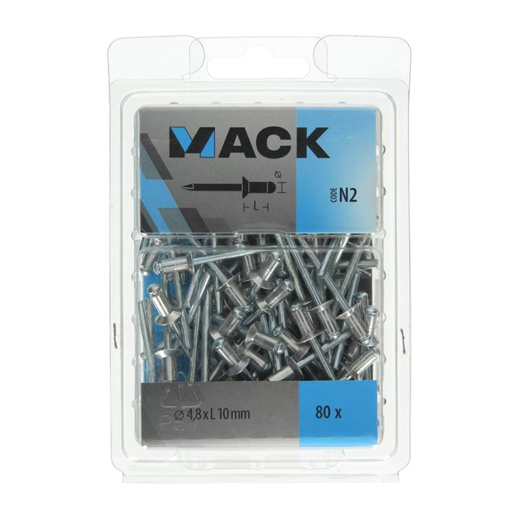 Mack 1020317 - 80 agrafes aveugles aluminium 4,8x10mm | 5 pièces