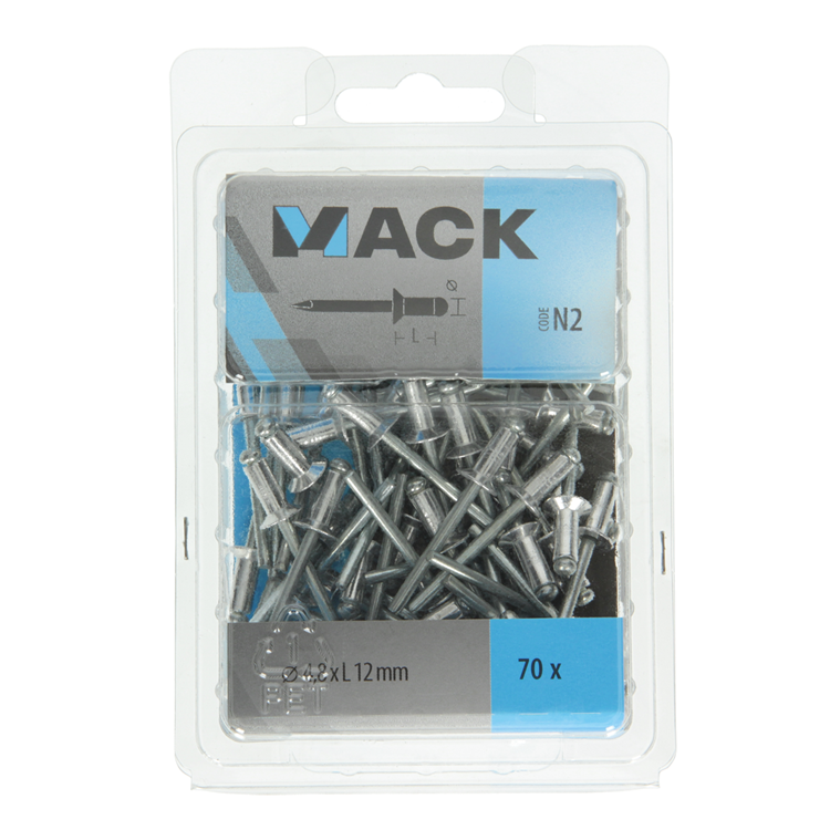 Mack 1020318 - 70 agrafes aveugles aluminium 4,8x12mm | 5 pièces
